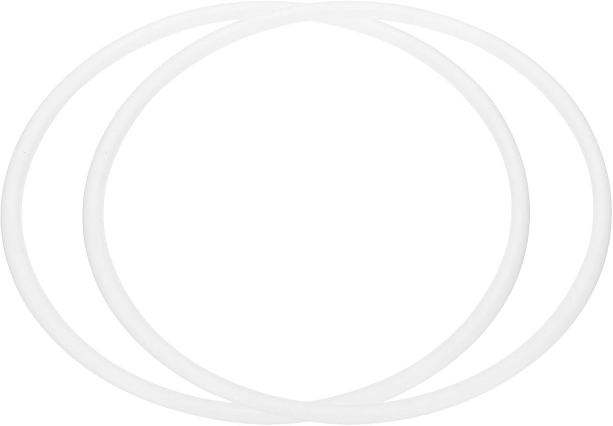 17,8 cm dromenvanger ringen, 2 stuks plastic macramé krans bloemen ronde ring hoepel voor thuis auto doe-het-zelf ambachtelijke bruiloft muur opknoping decoraties, wit