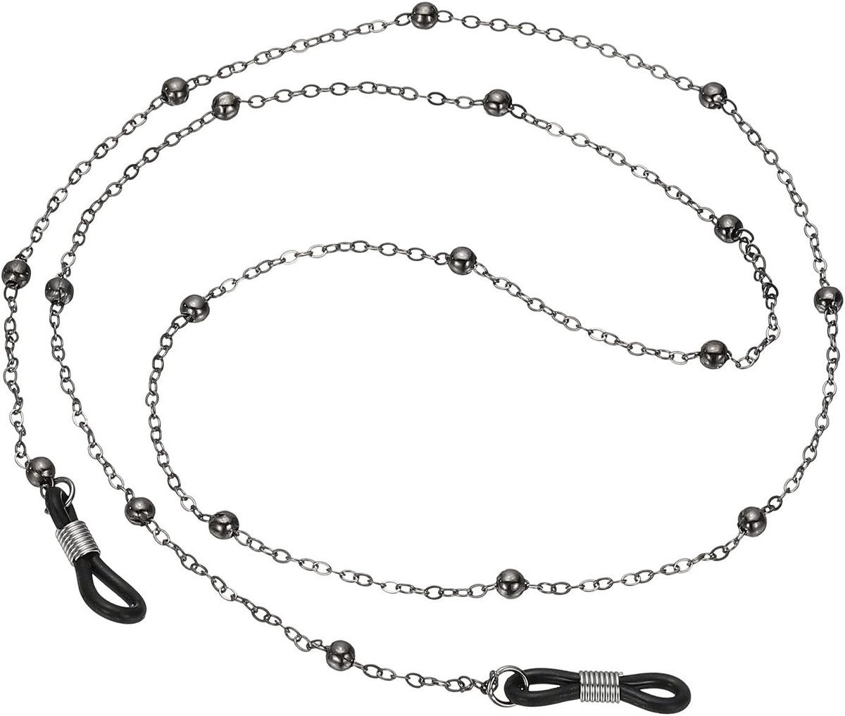 Bril Houders rond de nek, zwart metalen kraal brillen riem mode stijlvolle kralen lanyard bril ketting voor vrouwen zonnebril oude dame glas, 1 stuk, Zwart, 28W