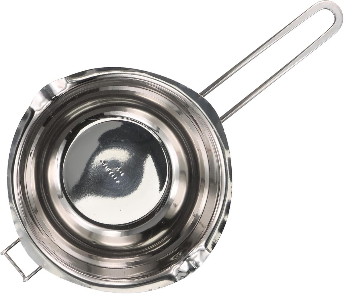 1000 ml roestvrijstalen dubbele ketelpan met handvat, chocolade smeltpot voor keuken, dubbele boilerpan voor het smelten van chocolade, karamel, snoep en kaarsen maken (zilver)