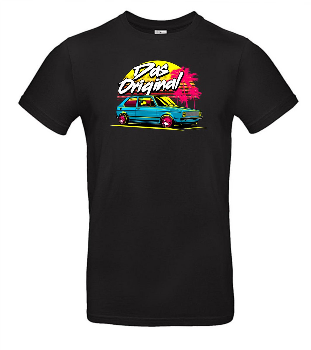T-shirt zwart met opdruk van Volkswagen Golf met tekst das original maat L van Shirtmakelaar