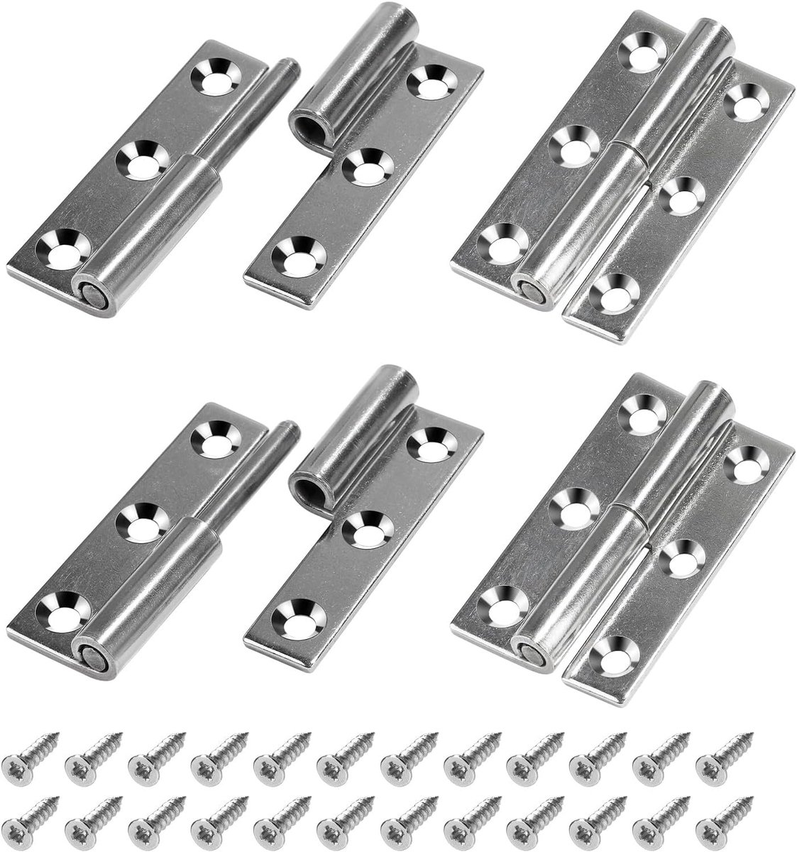Scharnieren, 6,4 x 3,6 cm, roestvrij staal 304, grijs, wandmontage, 30 kg