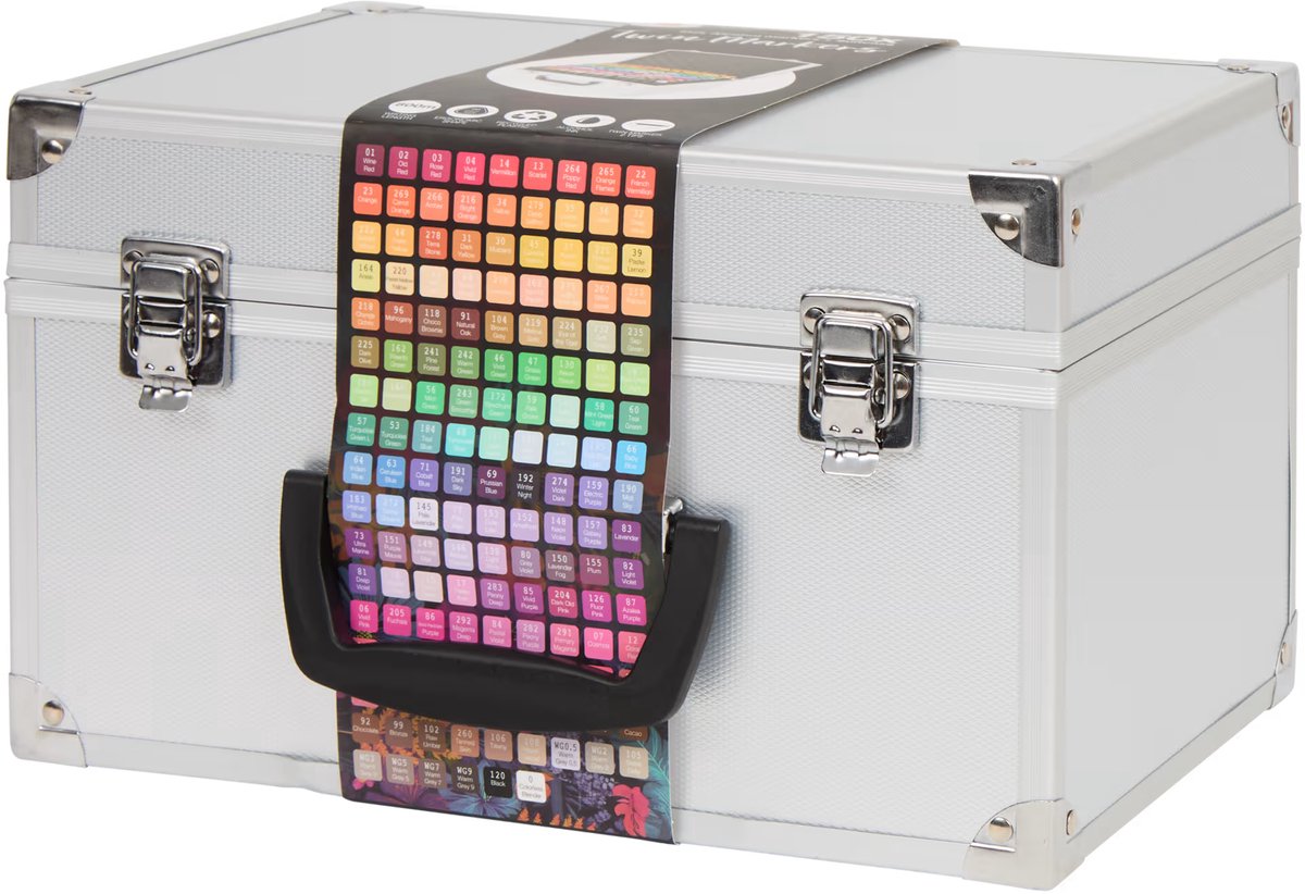 Decotime Twinmarkers Set- 150 Alcoholmarkers met Dubbele Punt- fine & brush - Inclusief Koffer- 800 meter schrijflengte - Décotime