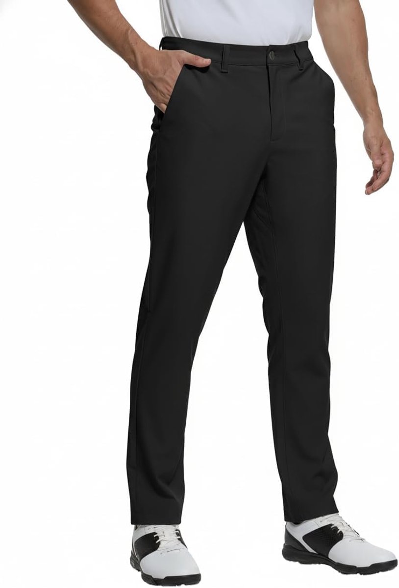 Golfbroek voor heren, stretch, slim fit, lange kostuumbroek, vrijetijdsbroek, licht, effen, casual, zakelijke broek met zakken