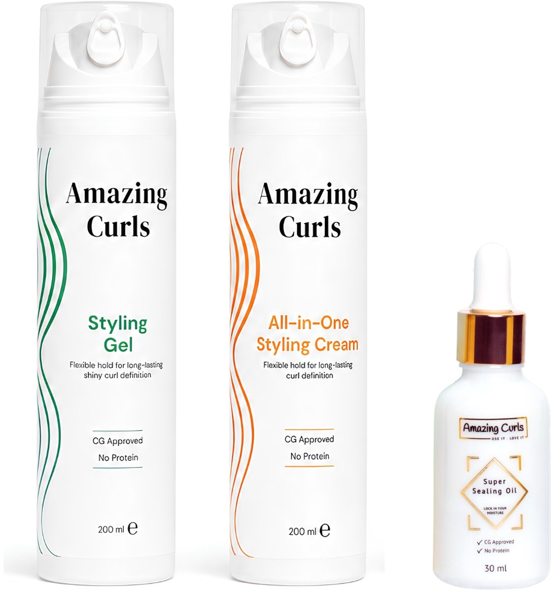 Stylingspakket Krullend Haar - Curly Girl Producten - Voordeelset - Leave-in - Krullencreme - Styling Gel - Super Sealing Oil - Krullen - CG Methode - Vegan