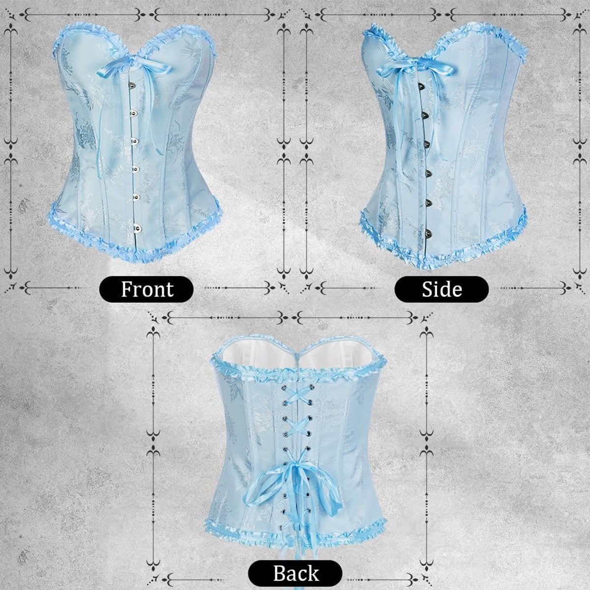 Gothic korset voor dames, satijnen, figuurvormend kant korset, platte buik, sexy, gothic, bustier