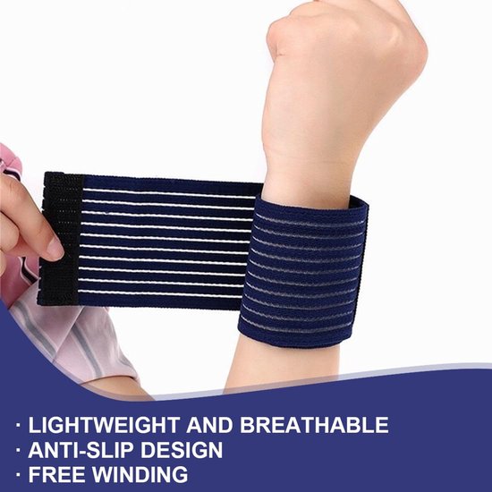 2 stuks polsbandages, elastische polssteun, carpaal tunnelsyndroom, polssteun, verstelbare compressiebanden, ademende elastische stof, blauw — afbeelding 3