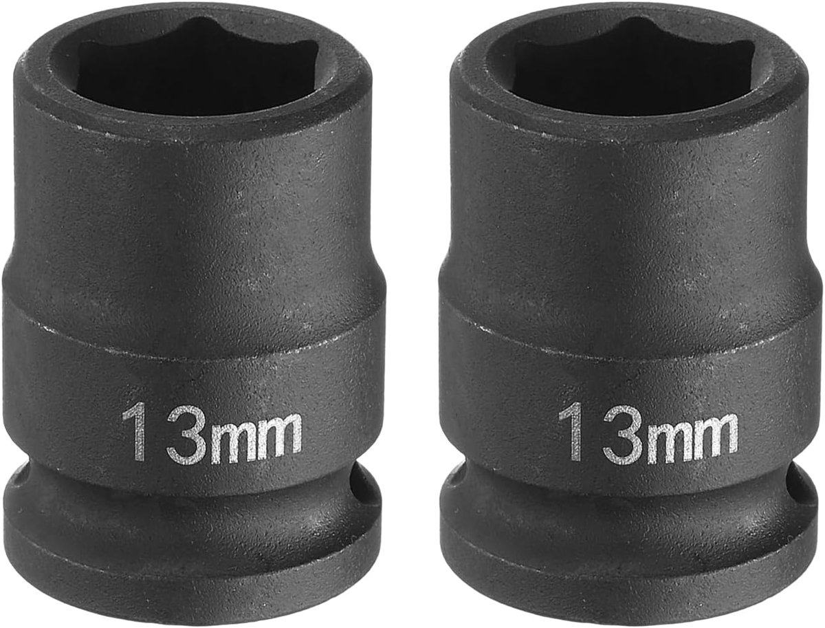 2 stuks diepe slagschroevendraaier, 3/8 inch, vierkante aandrijving van 13 mm, metrische 6-punts bus, 30 mm (1,18 inch), lang, CR-MO staal, industriële kwaliteit, flipbus voor reparatie van