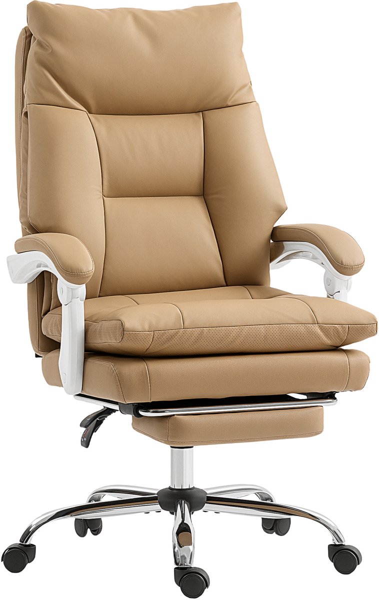 HOMCOM Office Chair-Kunstleder, Metall-65L x 76B x 113-121H cm-Braun
