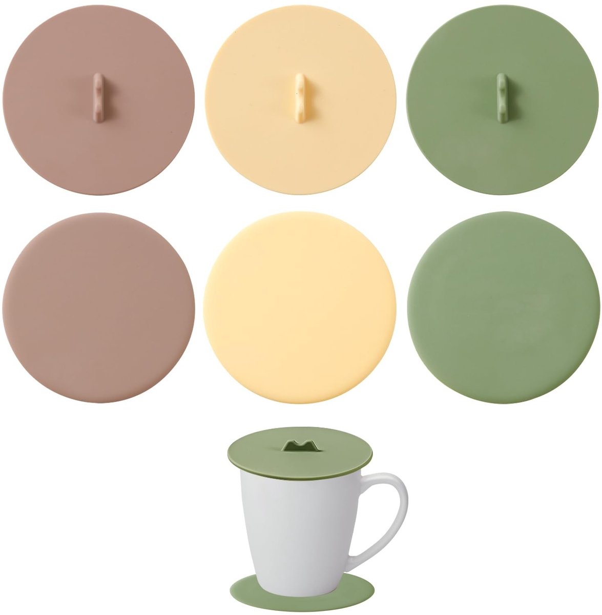 SolidKeus - Set van 6 Siliconen Deksel en Coasters voor Bekers