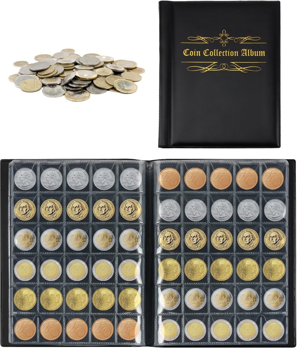 SolidKeus - Muntopslag Album voor 480 Muntstukken met Transparante Pagina's