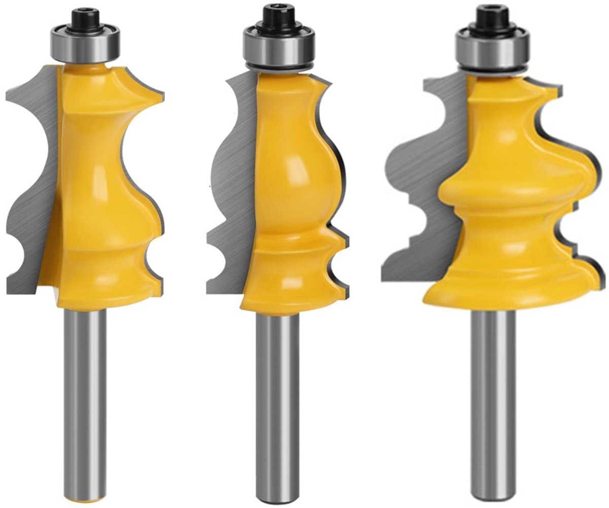SolidKeus - Set van 3 Router Bits voor Houtbewerking met 8 mm Shank