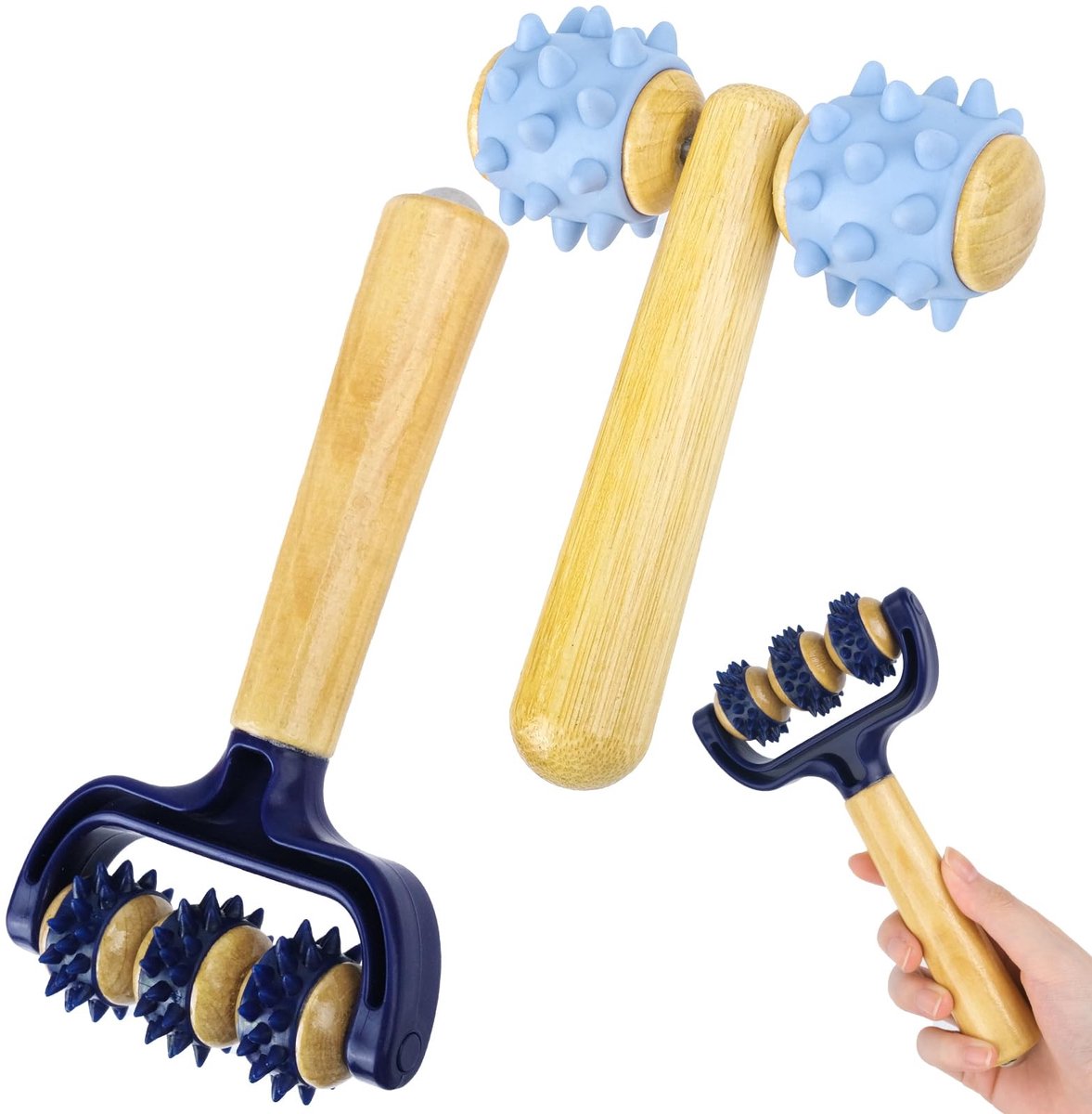 SolidKeus - Set van 2 Houten Massage Rollers voor Spierontspanning
