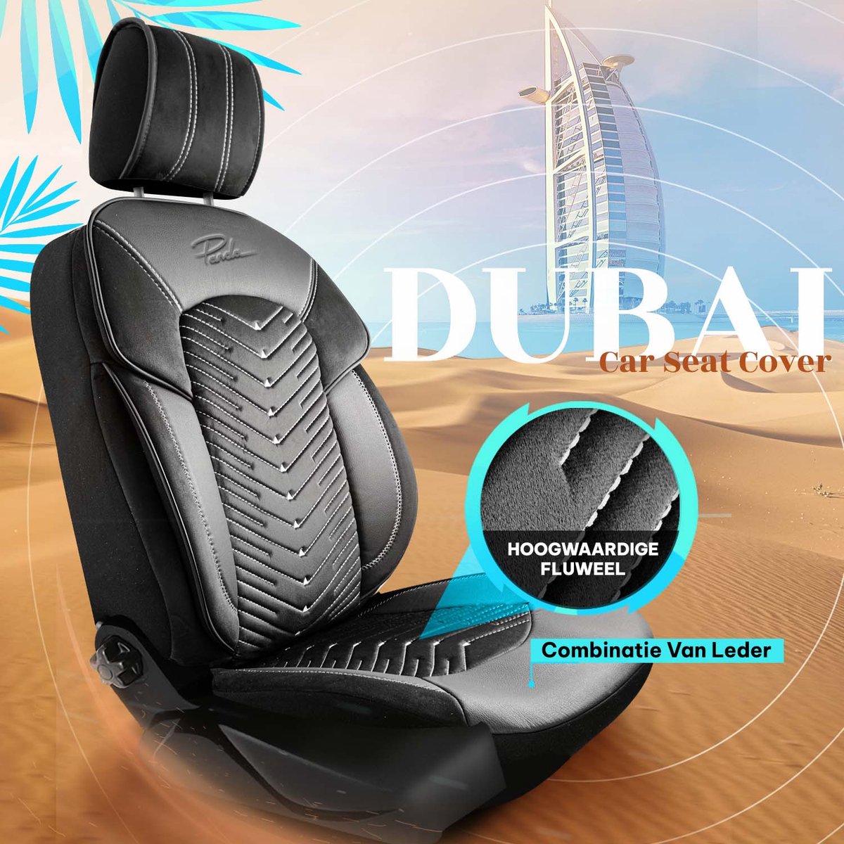 Stoelhoezen BMW 5-serie 2023-heden – Dubai Zwart – Zachte veloursstof – Voorstoelenset – luxe velours stoelhoezen – extra comfort – beschermt tegen vuil en slijtage