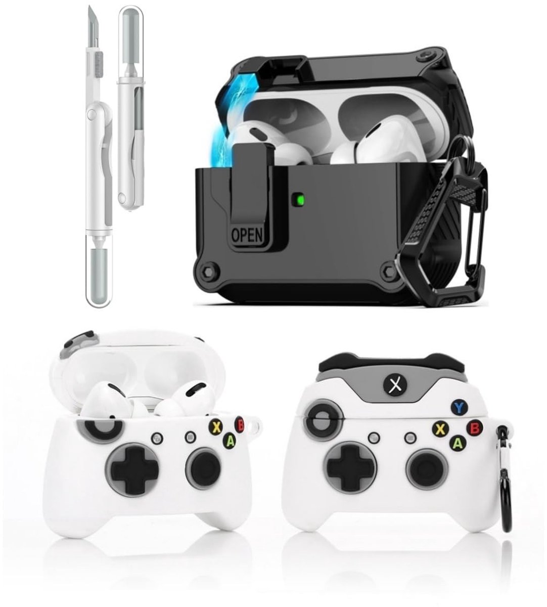 SolidKeus - 3-in-1 Beschermende Hoes voor Airpods Pro met Schoonmaakset en Sleutelhanger