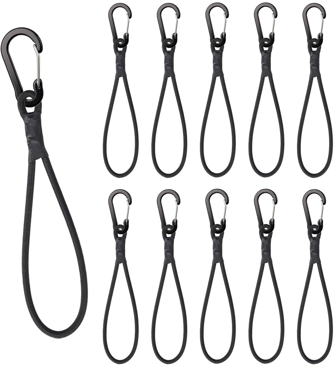 SolidKeus - Set van 10 Elastische Spanbanden met Karabijnhaak 15 cm