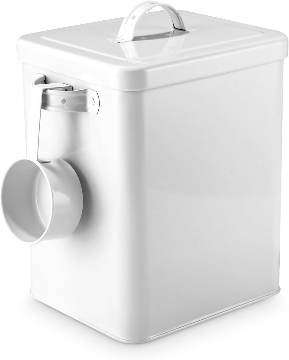 Opslagbox voor Waspoeder 6.5L, Metalen Opbergdoos voor Wasmiddel met Doseerlepel, Ideaal voor Hondenvoer en Koffiebonen