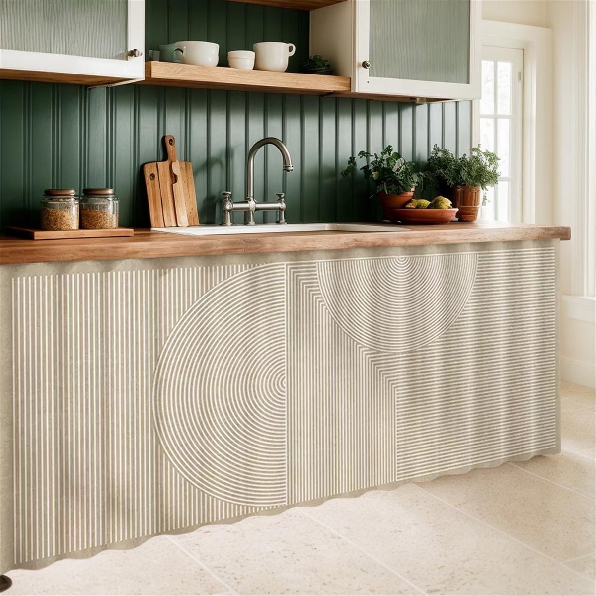 SolidKeus - Keukengordijnen voor Kasten en Planken, Beige 120x80cm