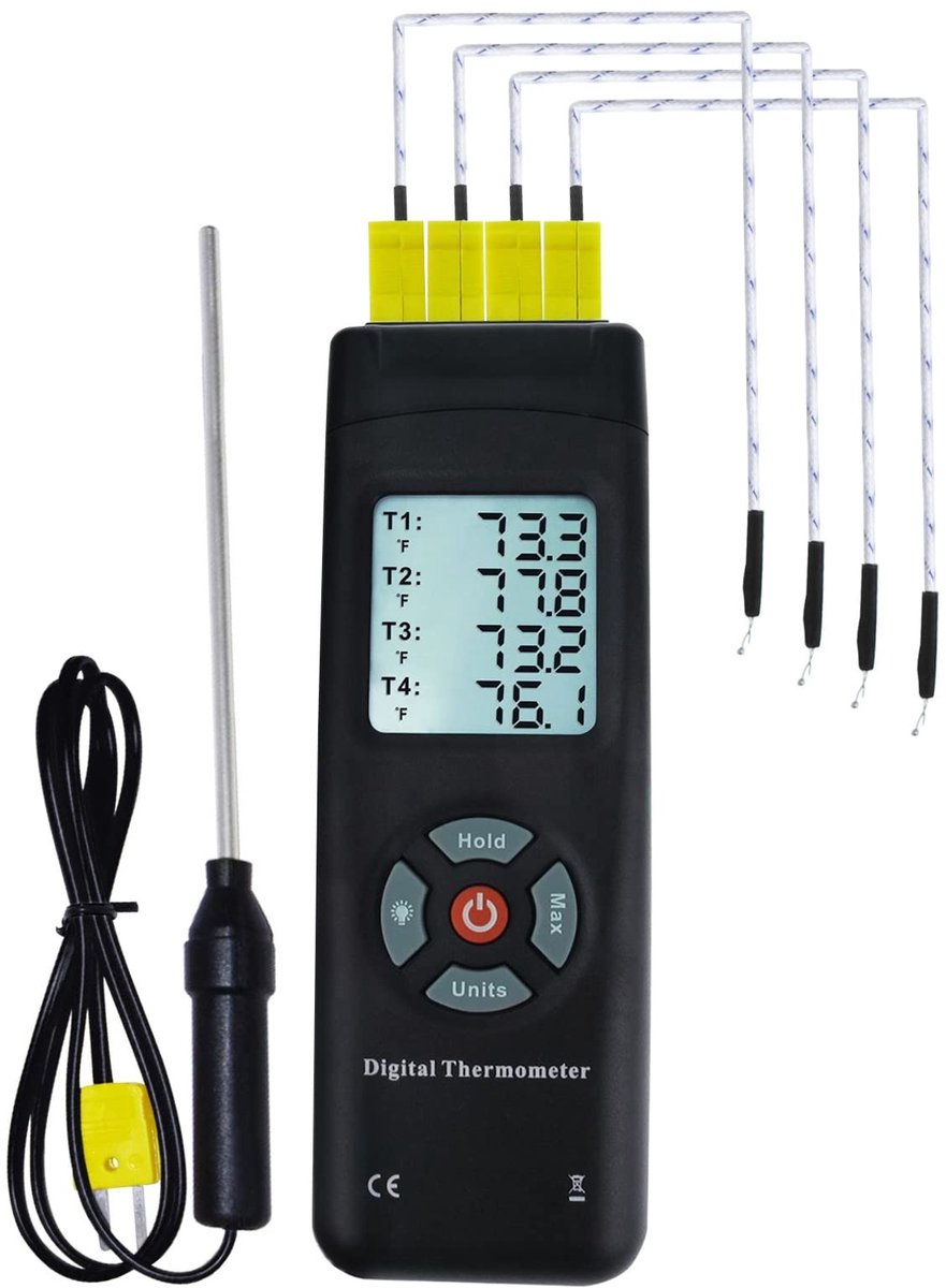 SolidKeus - Digitale Thermometer met 4-Kanaals K-Type Thermoelement