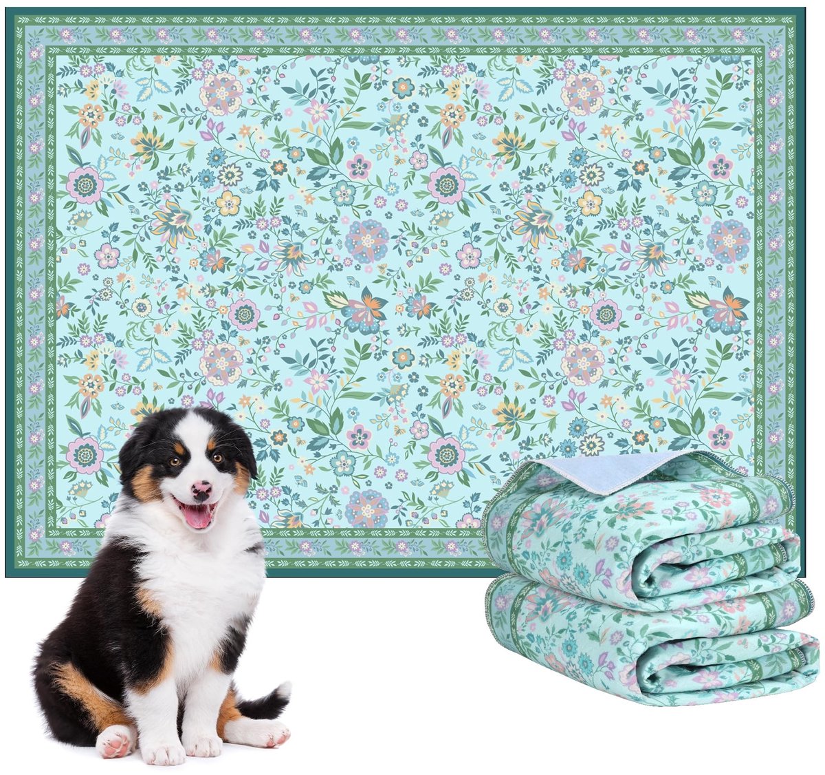 SolidKeus - Herbruikbare Puppy Training Pads Set van 2 met Bloemenpatroon