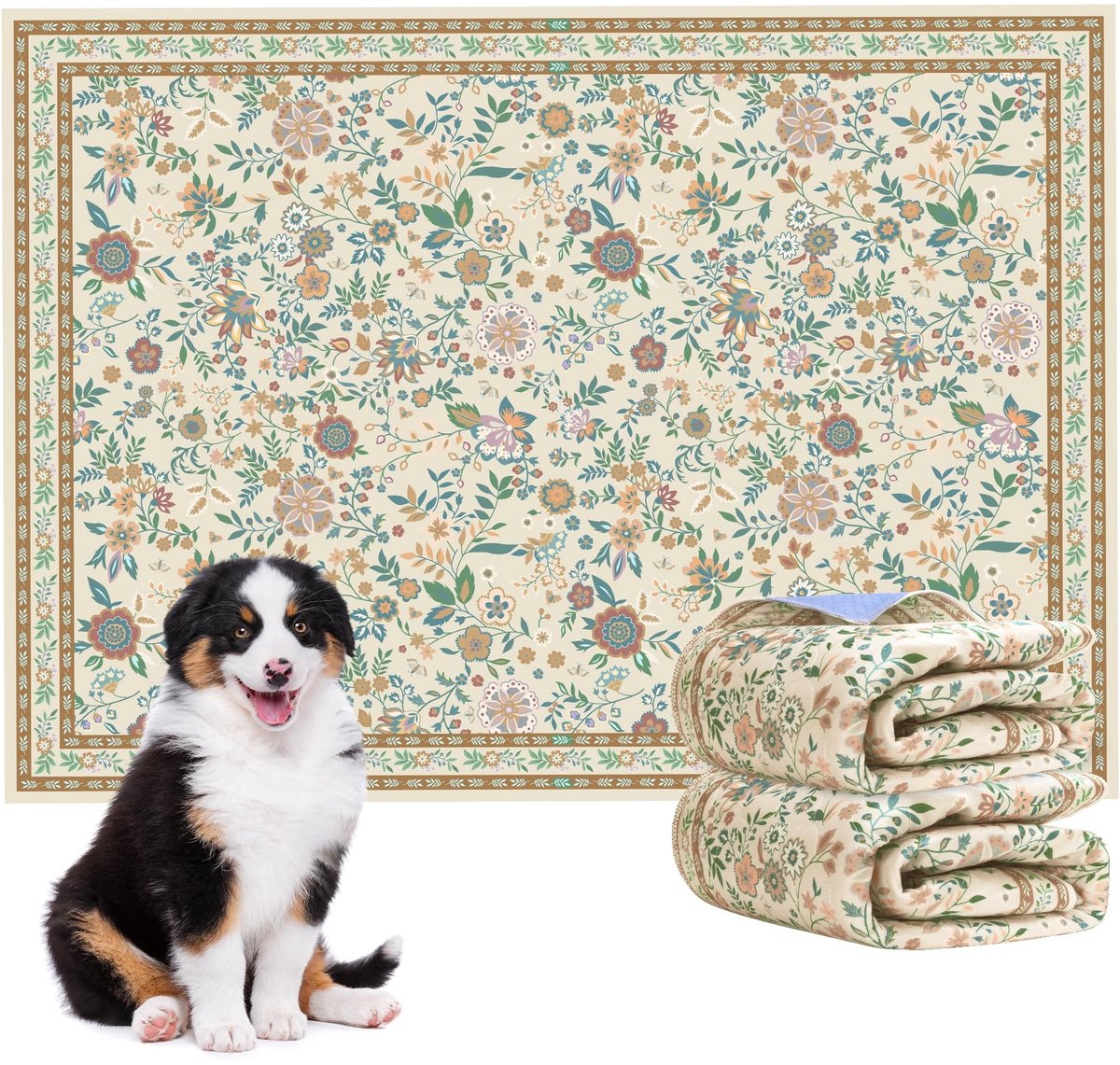 SolidKeus - Set van 2 Wasbare Puppy Pads 90 x 120 cm Waterdicht met Bloemmotief