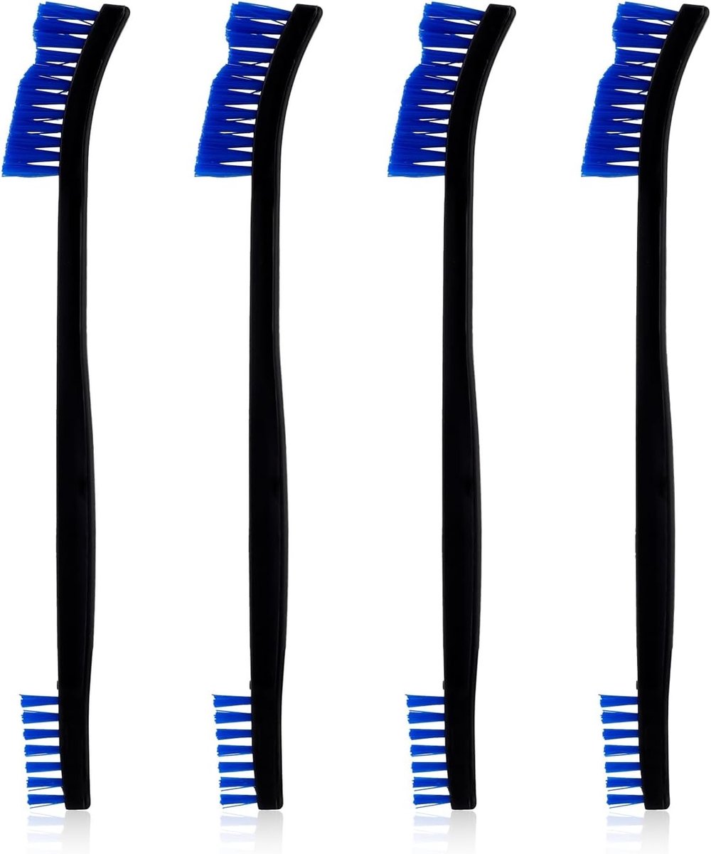 Set van 4 Dubbelzijdige Nylon Schoonmaakborstels - Multifunctionele Detailborstels voor Keuken, Sieraden en Kleine Voorwerpen