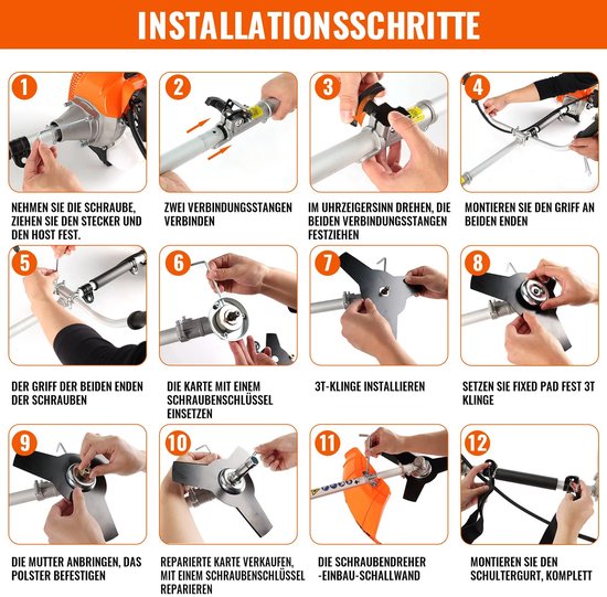 Archi Benzine Bosmaaier - Grastrimmer - Onkruidborstel - 52cc - 2500W - 2-Takt - 11.000 RPM - Met Zaagblad, Mes & Trimdraad - 3-in-1 — afbeelding 2
