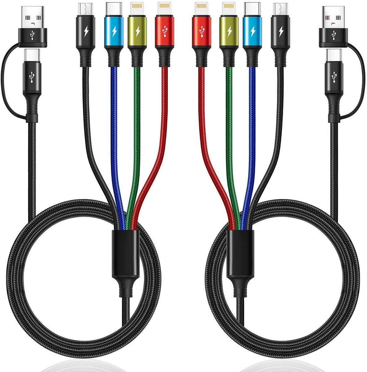 Omgoods - 4-in-2 Multi Charging Kabel, 2 stuks, 1,2m