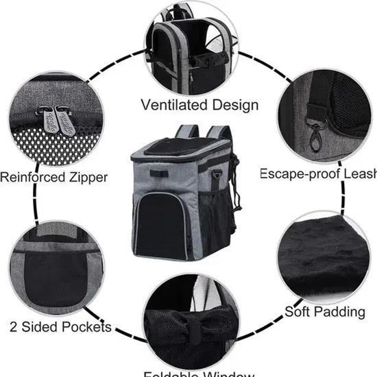 Gadgetzan® Opvouwbare Huisdieren Fietsmand & Rugzak - Polyester Reistas voor Hond en Kat - Voor Fietsen en Outdoor Gebruik - Bordeauxrood — afbeelding 4