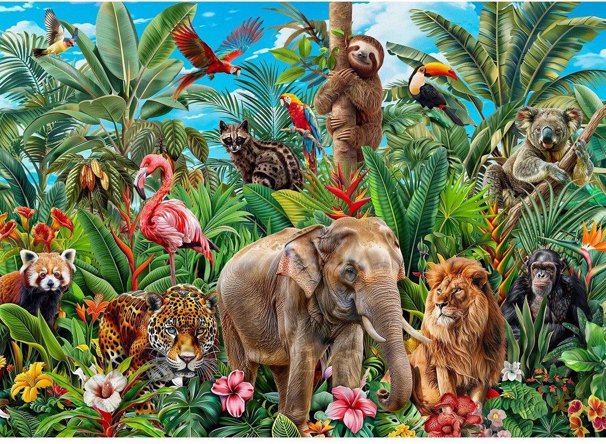 SolidKeus - 1000 Stuk Puzzel met Dierenfamilie Thema voor Volwassenen