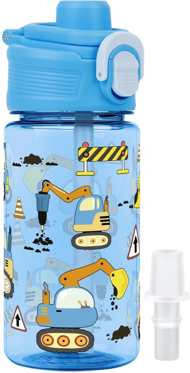 Omgoods - Lekvrije Waterfles voor Kinderen 380ml met Rietje