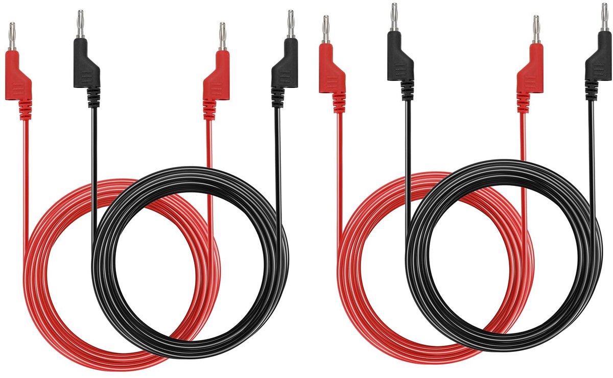 Omgoods - Set van 4 Zachte Siliconen Banana Plug Testkabels, 3 m