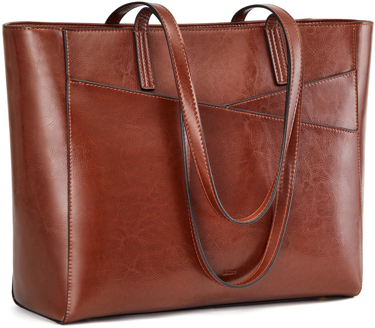 Omgoods - Grote Leren Werkdraagtas met Laptopvak voor Dames