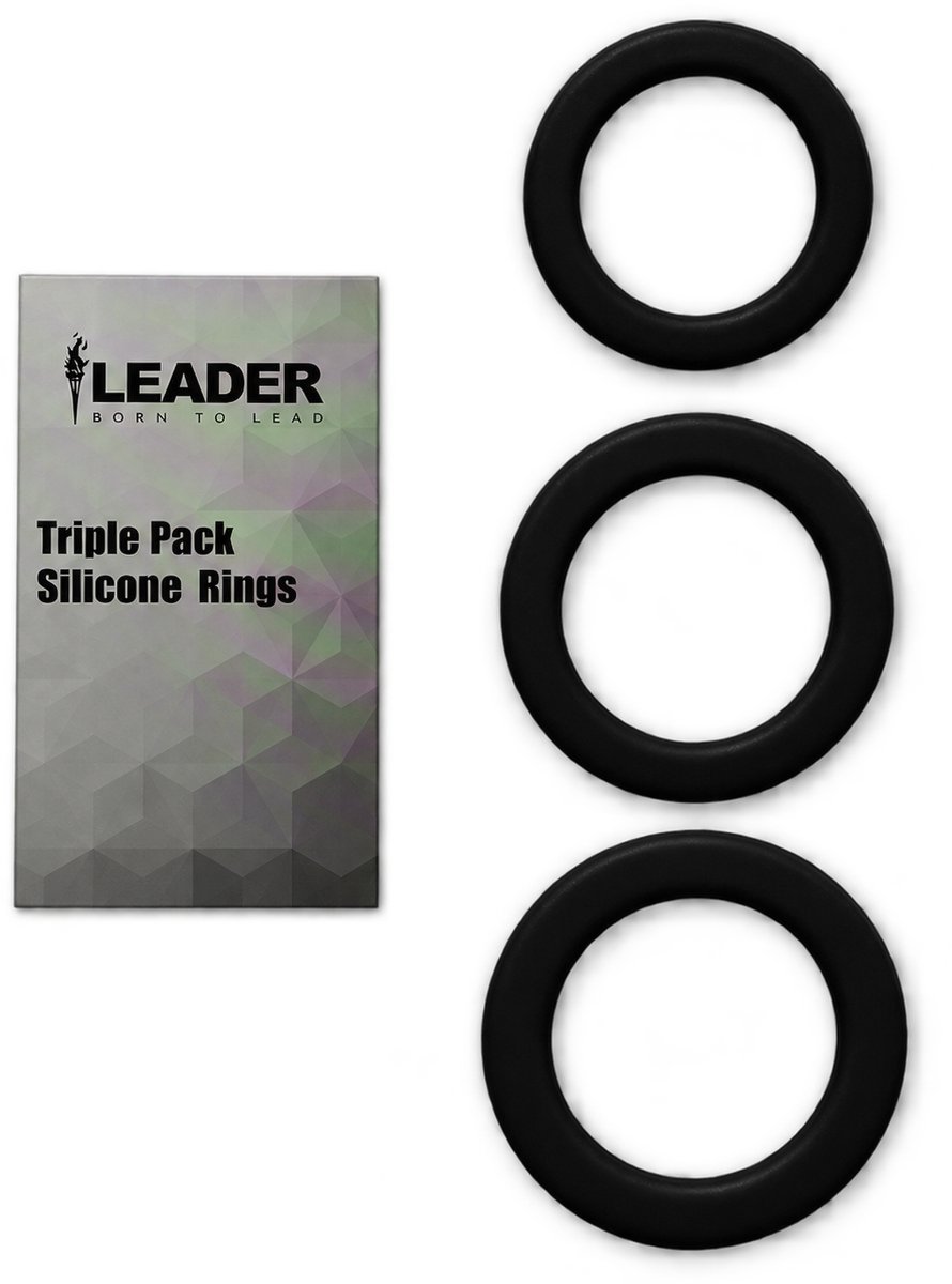 LEADER Silicone Rings Triple Pack Black