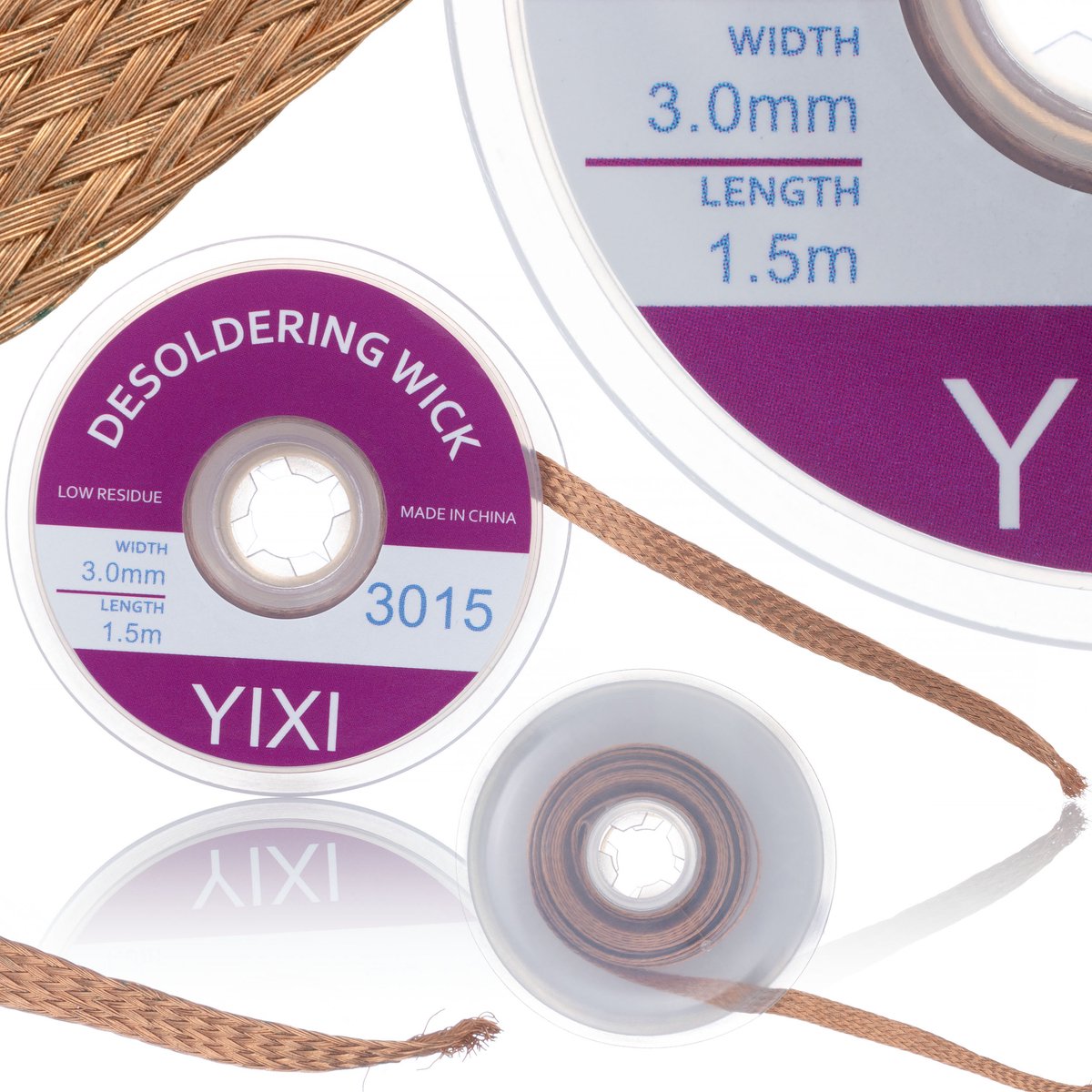 Rosfix Ontsolderingsvlecht - Koper met Kalafonieflux - 3mm X 1,5m - Voor PCB en BGA Reparatie