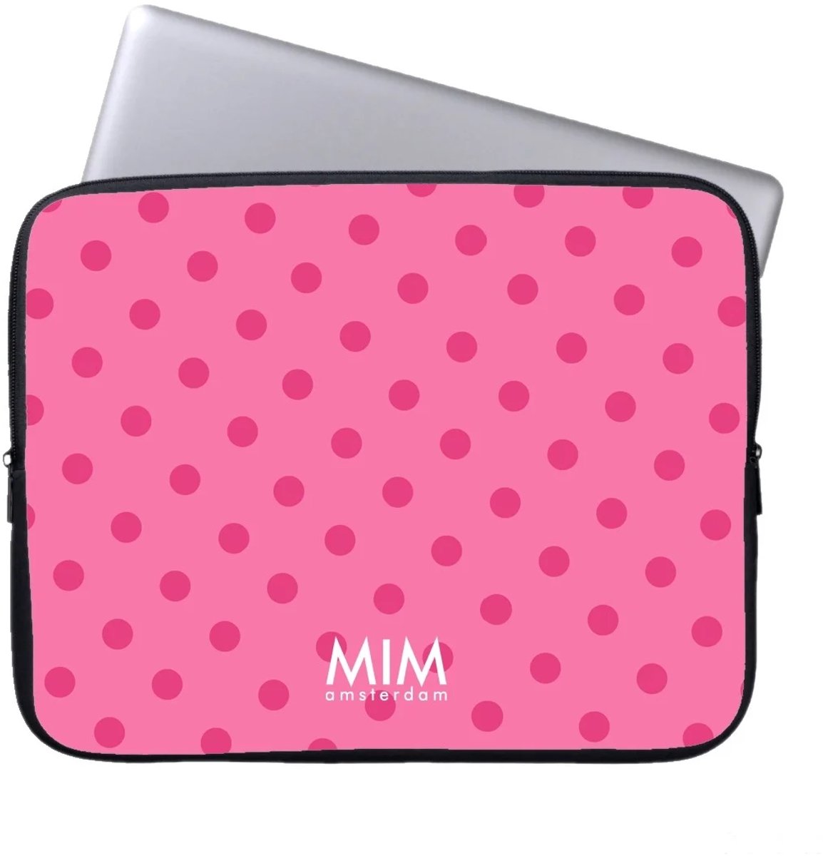 MIM Amsterdam - Hot Gossip - Laptop sleeve - 13 Inch laptop sleeve - Laptophoes - Stippen print - Roze laptop sleeve -