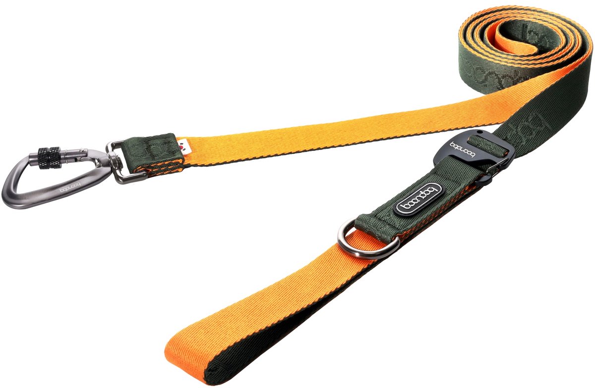 Boondog Hondenriem 3.2m - Verstelbaar - Multifunctioneel - Extra Sterke Nylon Riem - Meer Bewegingsvrijheid - Karabijnhaak - Khaki/Orange - Maat L