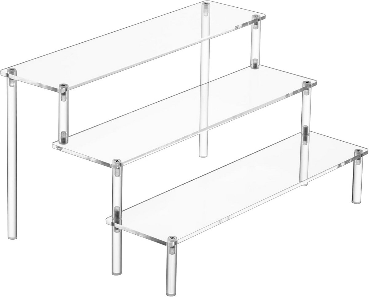 Transparante Acryl Organizer met 3 Niveaus voor Cupcakes, Desserts, Make-up en Natuur
