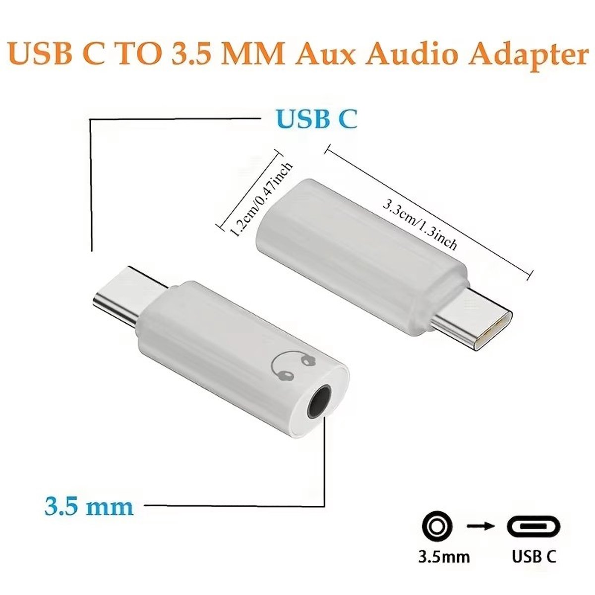 Fyfanie- Type-C naar 3,5 mm jack -USB-C naar 3,5 mm- audio adapter- koptelefoon converter stekker voor smartphone, tablet en gameconsole - wit
