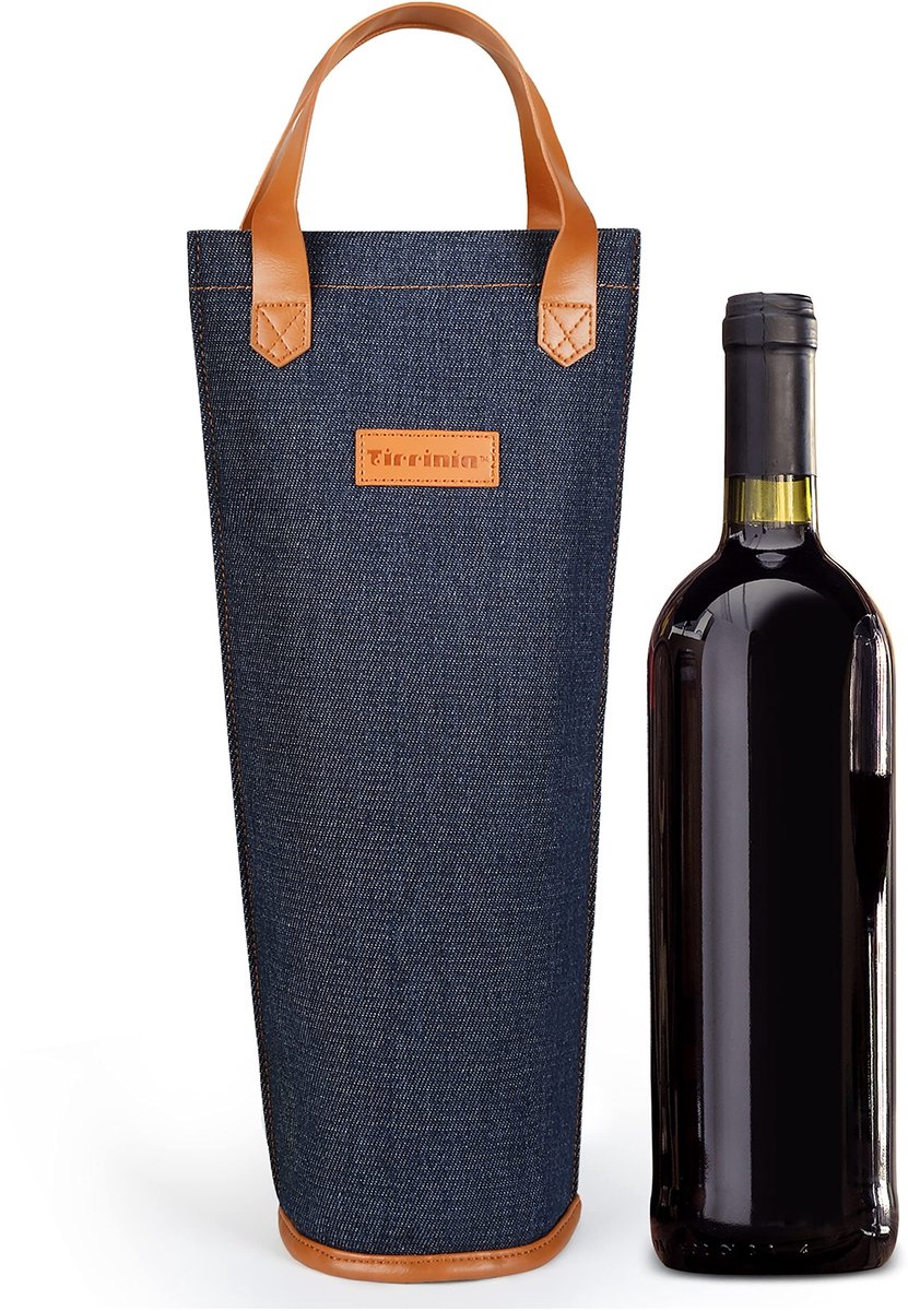 SolidKeus - Geïsoleerde Wijn Cadeautas voor Één Fles, Donkerblauw