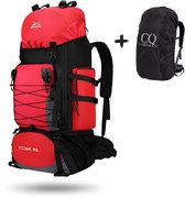CarryQuest® 90L Tactical Backpack - Waterdichte Trekking Rugzak met MOLLE-Systeem, Compressieriemen & Rugventilatie - Rood