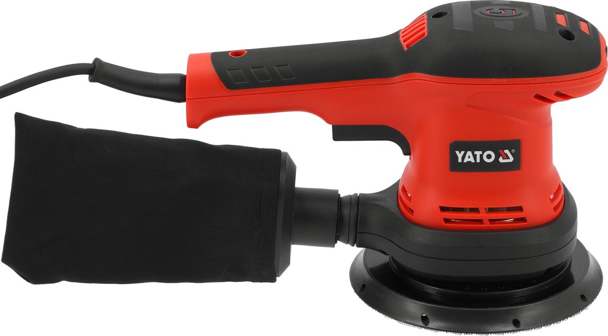 YATO Excentrische Schuurmachine 150 mm - 400W - 5 mm Schuuruitslag - Toerentalregeling & Snelheidsstabilisatie - Inclusief Stofafzuiging - Palmschuurmachine voor Hout, Lak, Plamuur & Gips