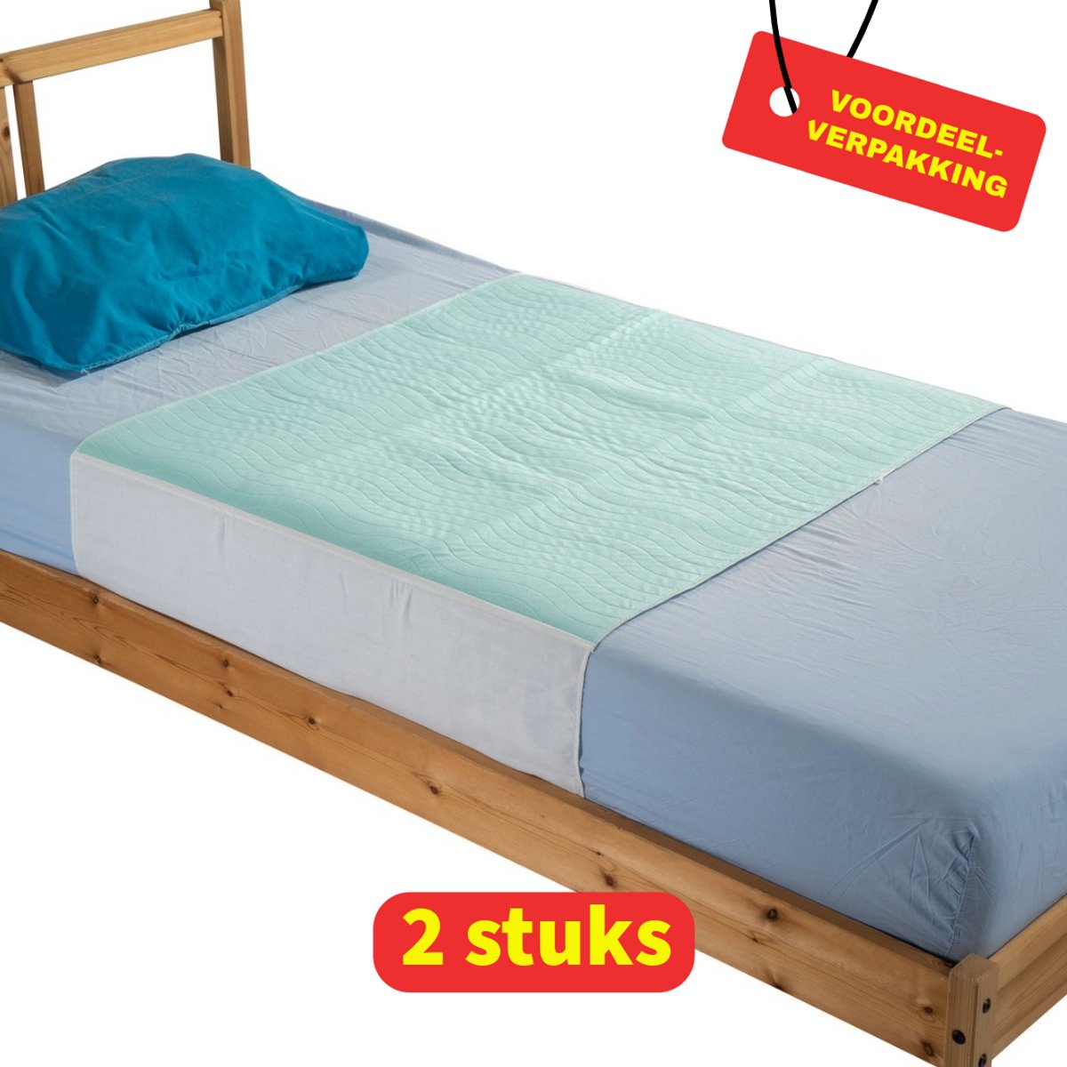 Wasbare Bed Onderlegger met Instopstroken - Matrasbeschermer - 2 stuks - 85x90 cm - Voordeelverpakking