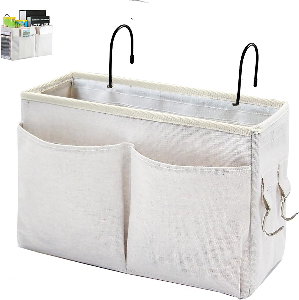 Bedside Pocket - Bed Opbergzak - Bed Organizer – Opbergcase - Magazine Opberger - Bankorganizer - Opbergzak Bed - Bedside Organizer - Bedside Pocket Opbergzak - Met Verschillende Vakjes En Haakjes - 30x11x19cm