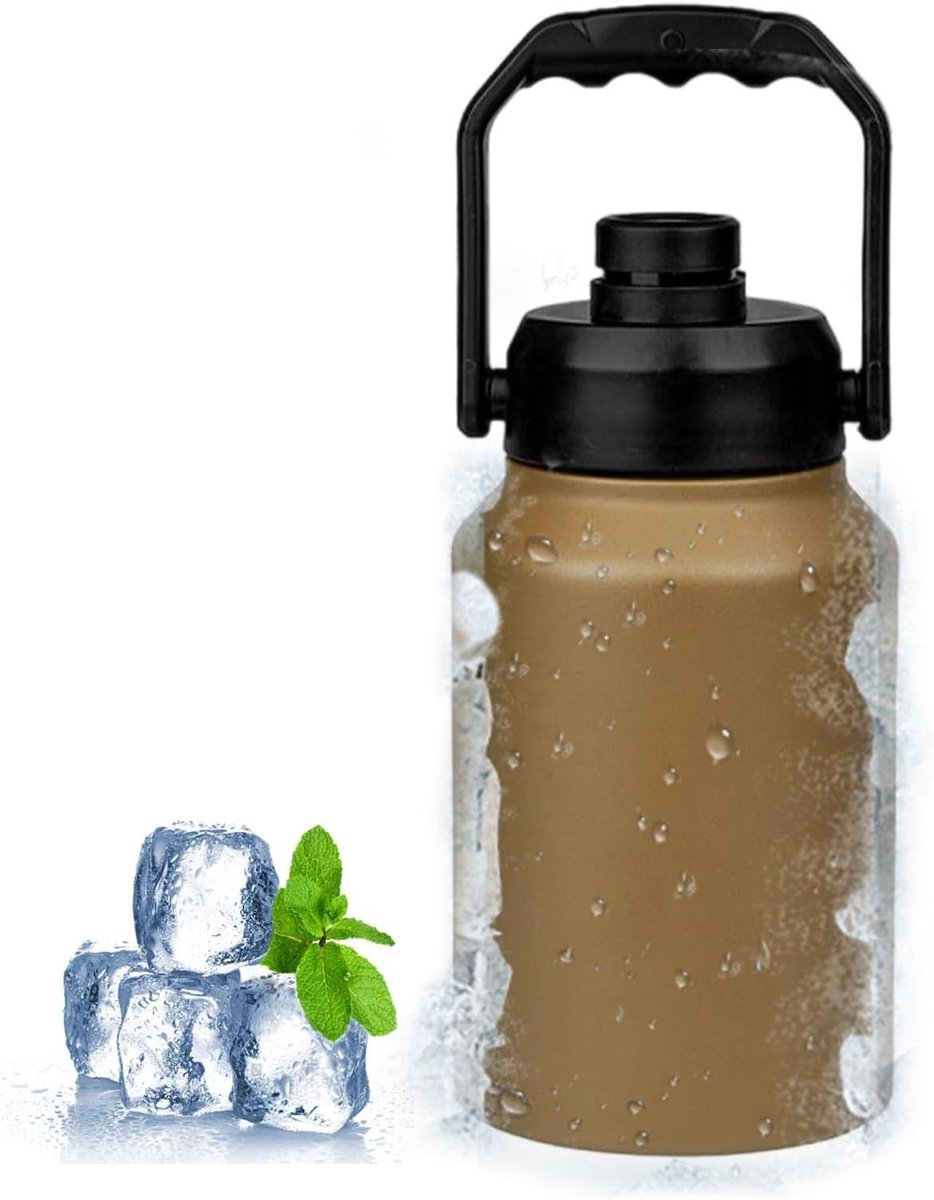 Geïsoleerde Koelbox - Draagbare Cooler - Dranken Koel Houden - Dubbellaags Vacuüm Isolatie - 2 liter - Kaki