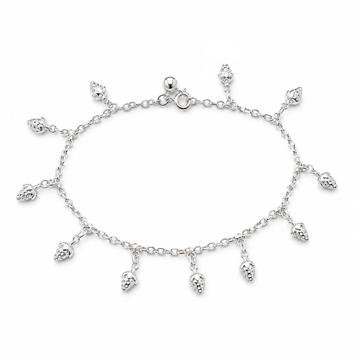 Mbrace 925 Sterling Zilveren Enkelbandje met IJsjes Bedels – 26 cm – Speelse Zilveren Enkelbandje voor Dames