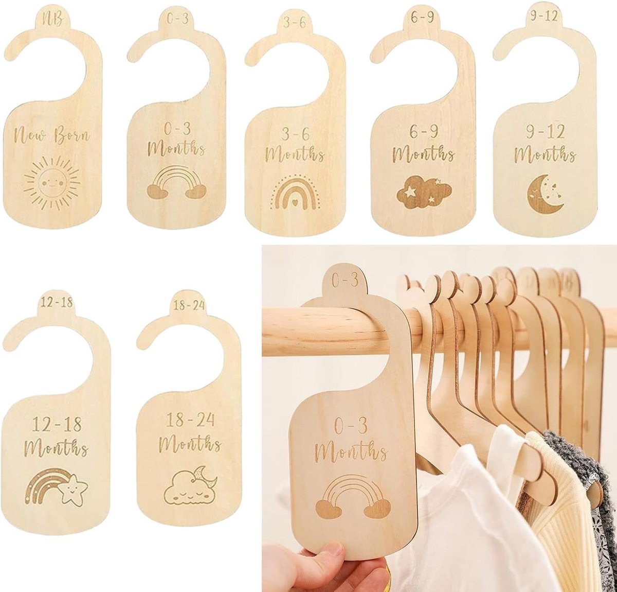 Kledingkast Verdelers - Baby Organizer - Kleding Sorteren - Dubbelzijdig Ontwerp - 7 Delig - Niet gespecificeerd