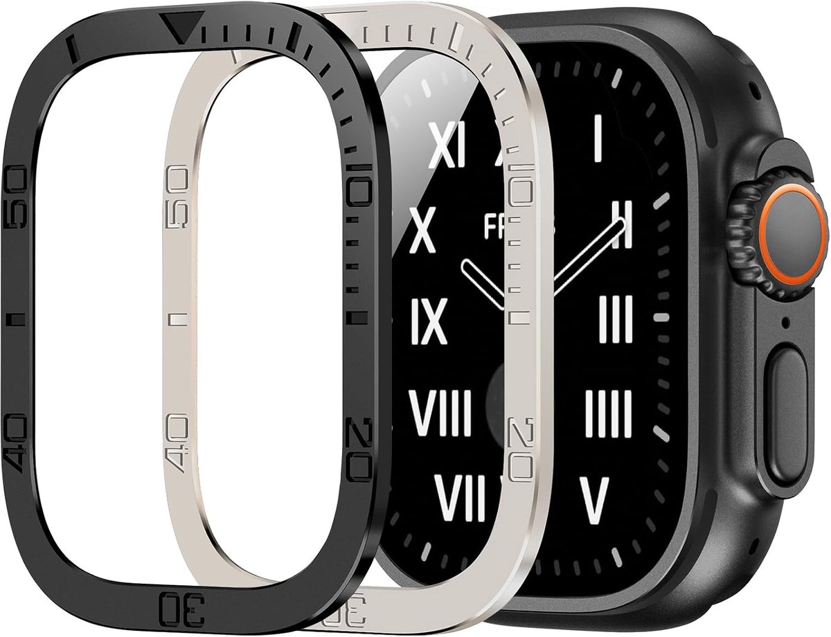 Beschermfolie voor Apple Watch Ultra 49 mm, titanium legering frame met 9H gehard glas, ultradun, krasbestendig, Hd, luchtbelvrij, lichte beschermfolie voor iWatch Ultra 2, 49 mm, Titanium