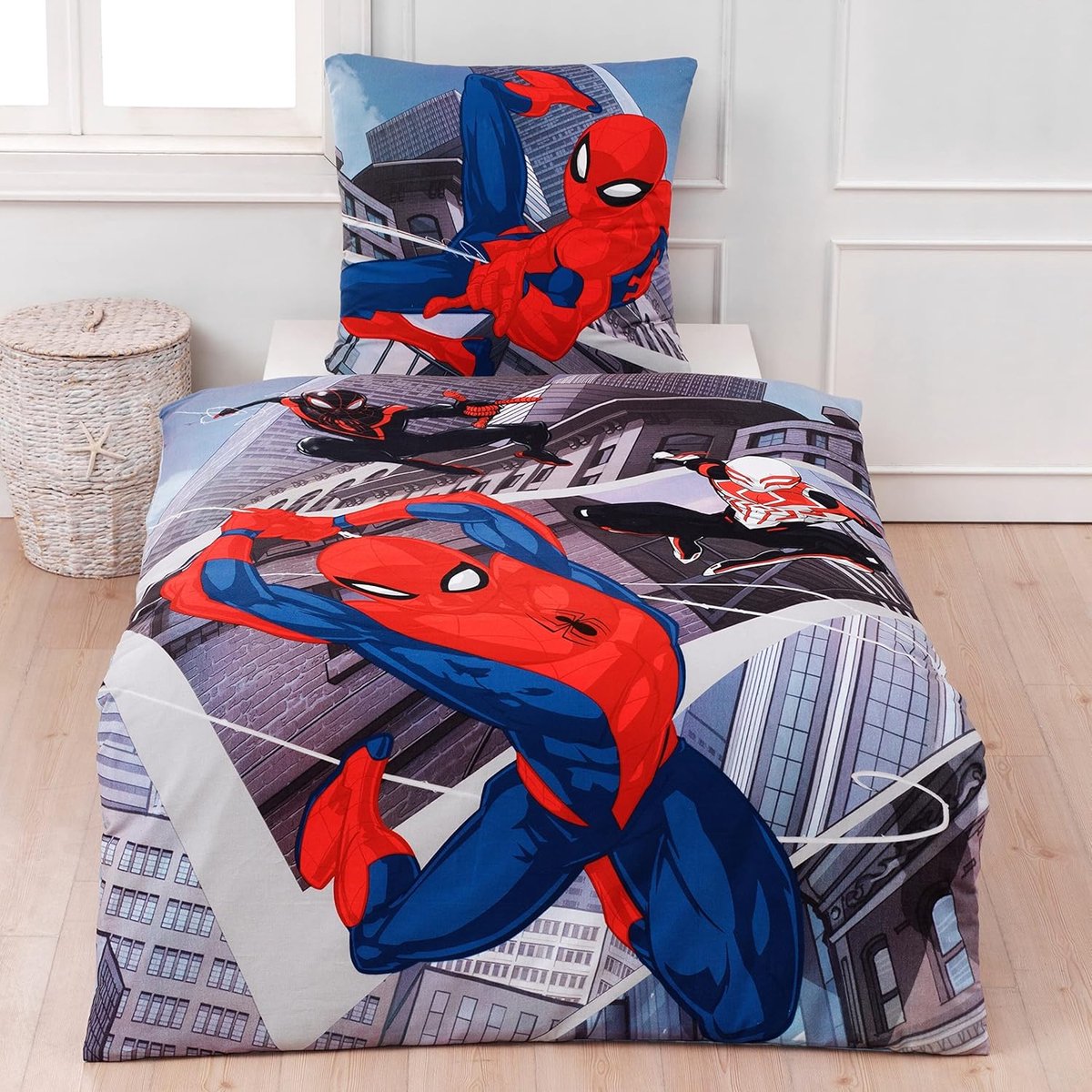 Spiderman Beddengoed, dekbedovertrek, 135 x 200 cm, 80 x 80 cm, katoen, kinderbeddengoed, tienerbeddengoed, fanartikel, stripspin