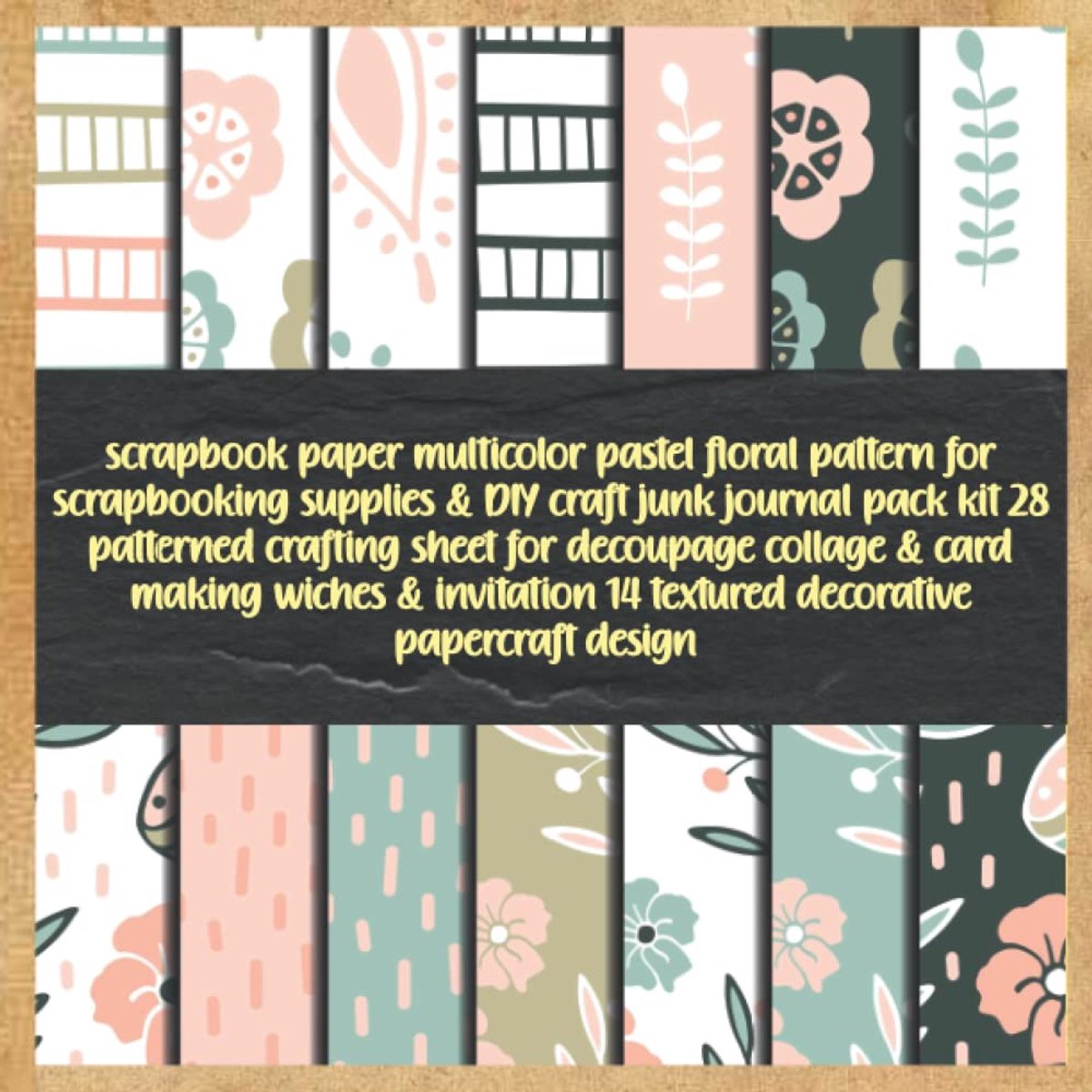 Scrapbook paper multicolor pastel floral pattern for scrapbooking supplies & DIY craft junk journal pack kit 28 patterned crafting sheet for decoupage ... 14 textured decorative papercraft design