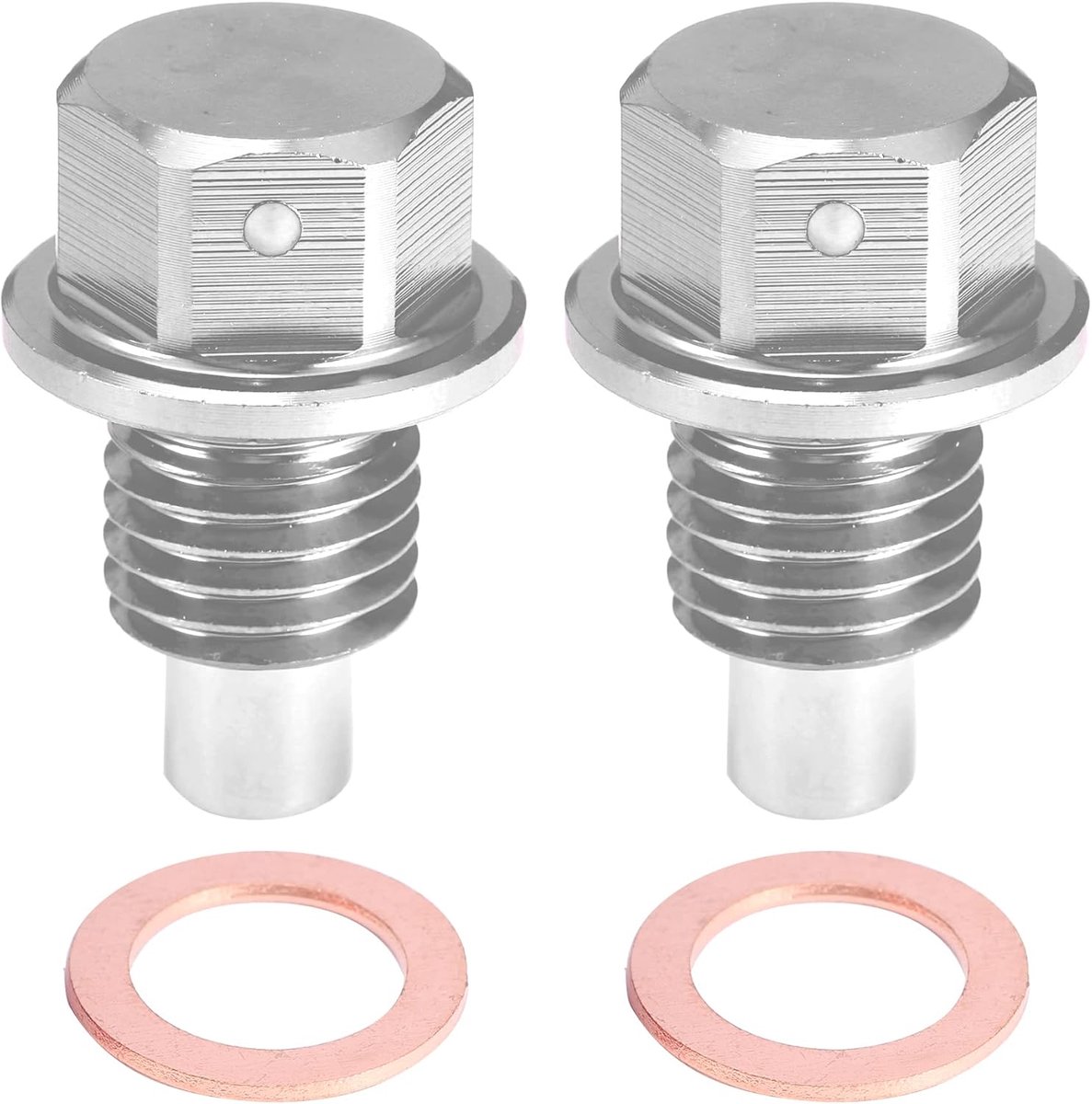 2 Set M12x1.5 Olie Afvoerplug Aluminiumlegering Zilverkleurig | Voor motor, 29,4 x 19,3 mm, 2 afdichtingen, magneet